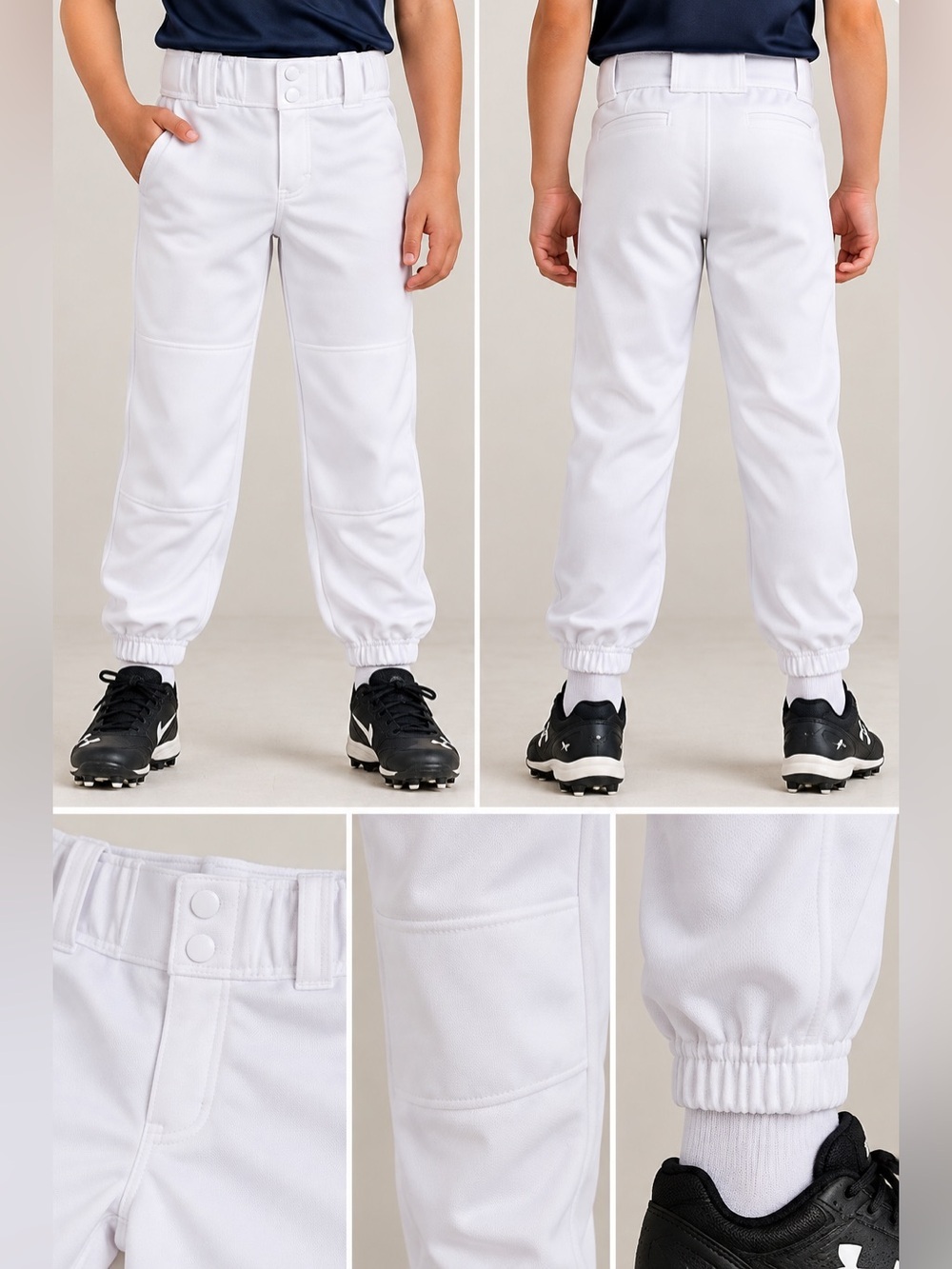 Champro Sports Youth White Baseball Pants Elastic Cuff Size Small